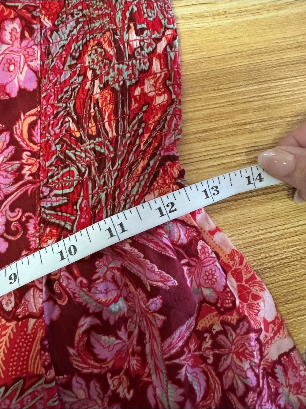 Free People Forever Yours Smocked Slip Dress Red Floral Asymmetrical Resort XS